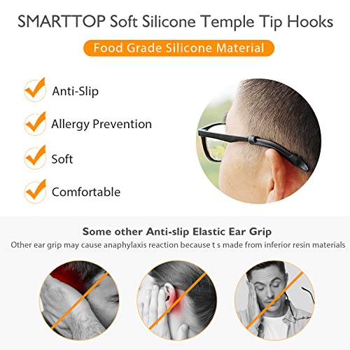 SMARTTOP Soft Silicone Eyeglasses Temple Tips Sleeve Retainer,Anti-Slip Elastic Comfort Glasses Retainers For Spectacle Sunglasses Reading Glasses Eyewear (6Pairs Black) - Image 2