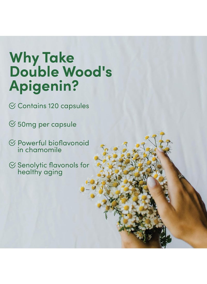 Double Wood Supplements - Apigenin, Dietary Supplement, 50 mg - 120 Capsules - Image 1