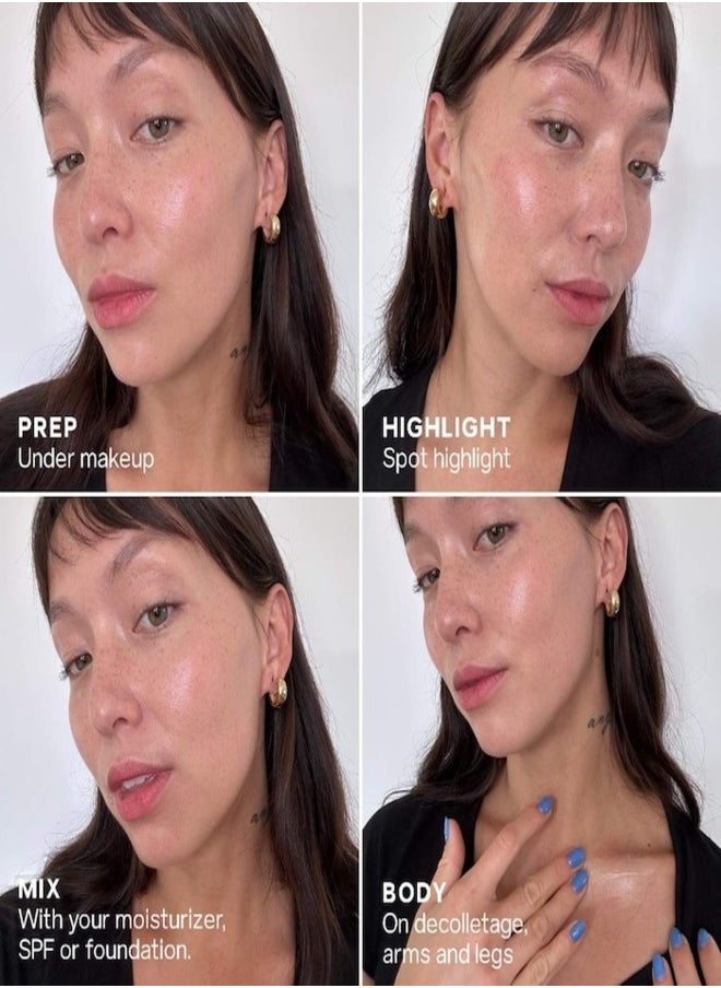 Saie Mini Glowy Super Gel - Roseglow - universal rose gold glow , Lightweight Fresh Highlighter 15ml  - Image 5