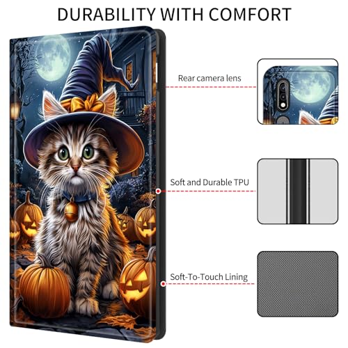 WZCJDHMJ Case for Samsung Galaxy Tab S10 Ultra (2024 Release) 14.6 inch Cover,Slim PU Leather Smart Cases with S Pen Holder + Auto Wake/Sleep for Galaxy Tab S9 Ultra/S8 Ultra-Pumpkin Cat - Image 4