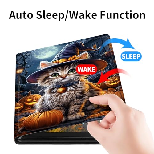 WZCJDHMJ Case for Samsung Galaxy Tab S10 Ultra (2024 Release) 14.6 inch Cover,Slim PU Leather Smart Cases with S Pen Holder + Auto Wake/Sleep for Galaxy Tab S9 Ultra/S8 Ultra-Pumpkin Cat - Image 5