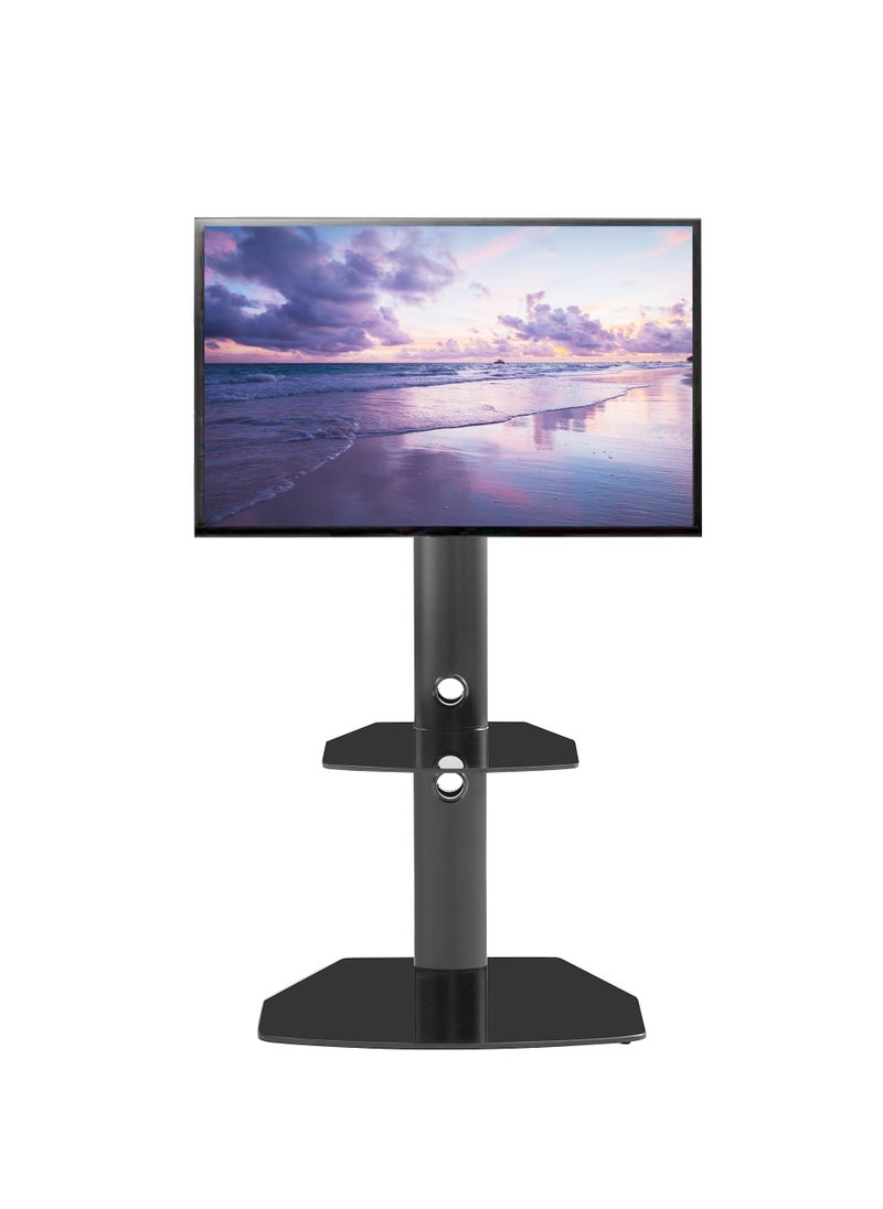 FlashHawk Floor TV Stand with Tempered Glass Tray Base fits 32-55 inch Screen TV for Home Office  - Image 1