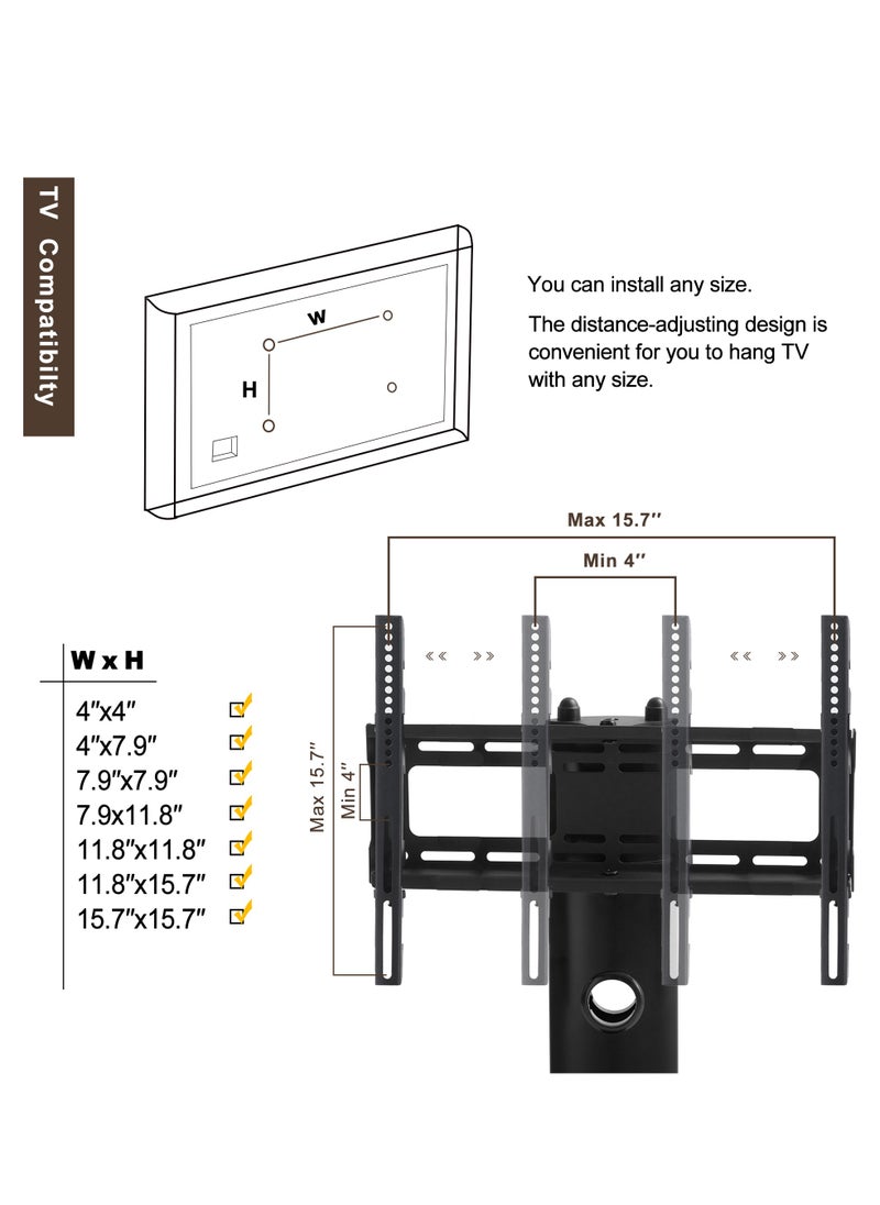 FlashHawk Floor TV Stand with Tempered Glass Tray Base fits 32-55 inch Screen TV for Home Office  - Image 4