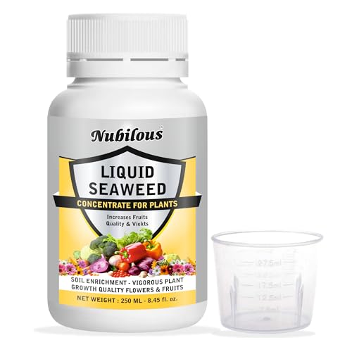 Nubilous 250 ML Liquid Seaweed Fertilizer Concentrate with Measuring Cup 25 ml for Indoor & Outdoor Plant - Growth Booster Plants Tonic For Speed Growth, Healthy Roots (250 ml (Pack of 1)) - Image 1
