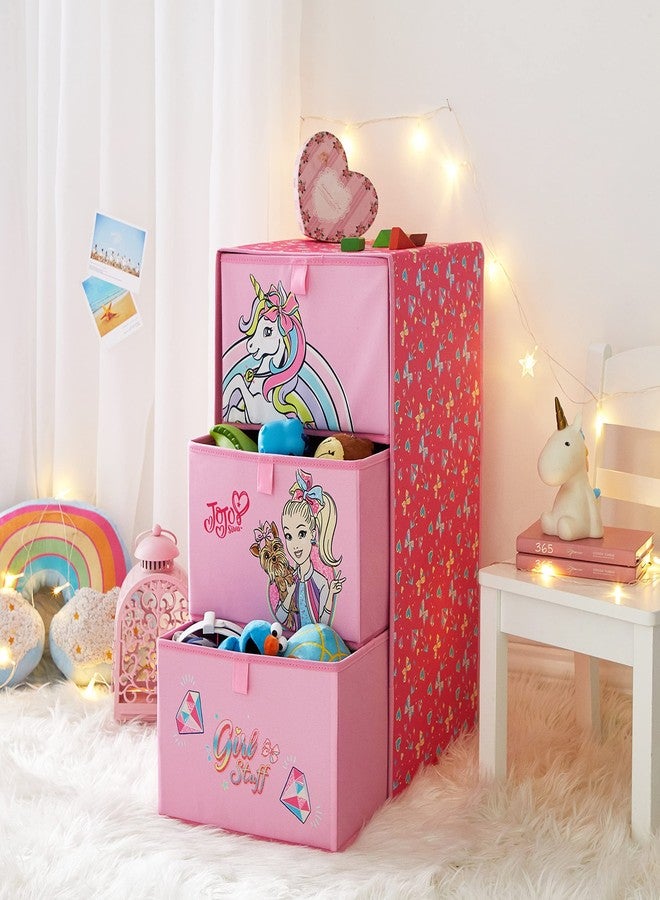 Idea Nuova JoJo Siwa Rainbow Bow Unicorn 3 Drawer Soft Storage Unit with Poly Canvas Frame - Image 1