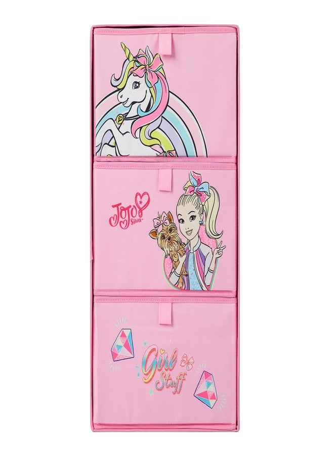 Idea Nuova JoJo Siwa Rainbow Bow Unicorn 3 Drawer Soft Storage Unit with Poly Canvas Frame - Image 3