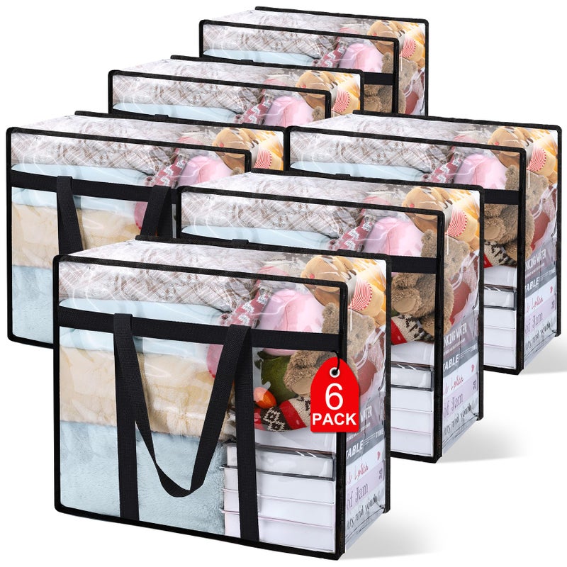 Besslly 6Pack Clear Blanket Storage Bags, Vinyl Comforter Clothes Storage Closet Organizers and Storage Containers Moving Bags with Reinforced Handle for Bedding, Clothing, Comforters, Pillows, Toys,40L - Image 1