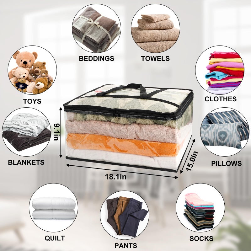 Besslly 6Pack Clear Blanket Storage Bags, Vinyl Comforter Clothes Storage Closet Organizers and Storage Containers Moving Bags with Reinforced Handle for Bedding, Clothing, Comforters, Pillows, Toys,40L - Image 2