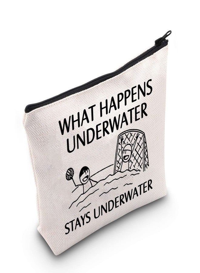 POFULL Water Polo Gifts Water Polo Player Gift What Happens Underwater Stays Underwater Cosmetic Bag (Stays Underwater bag) - Image 1