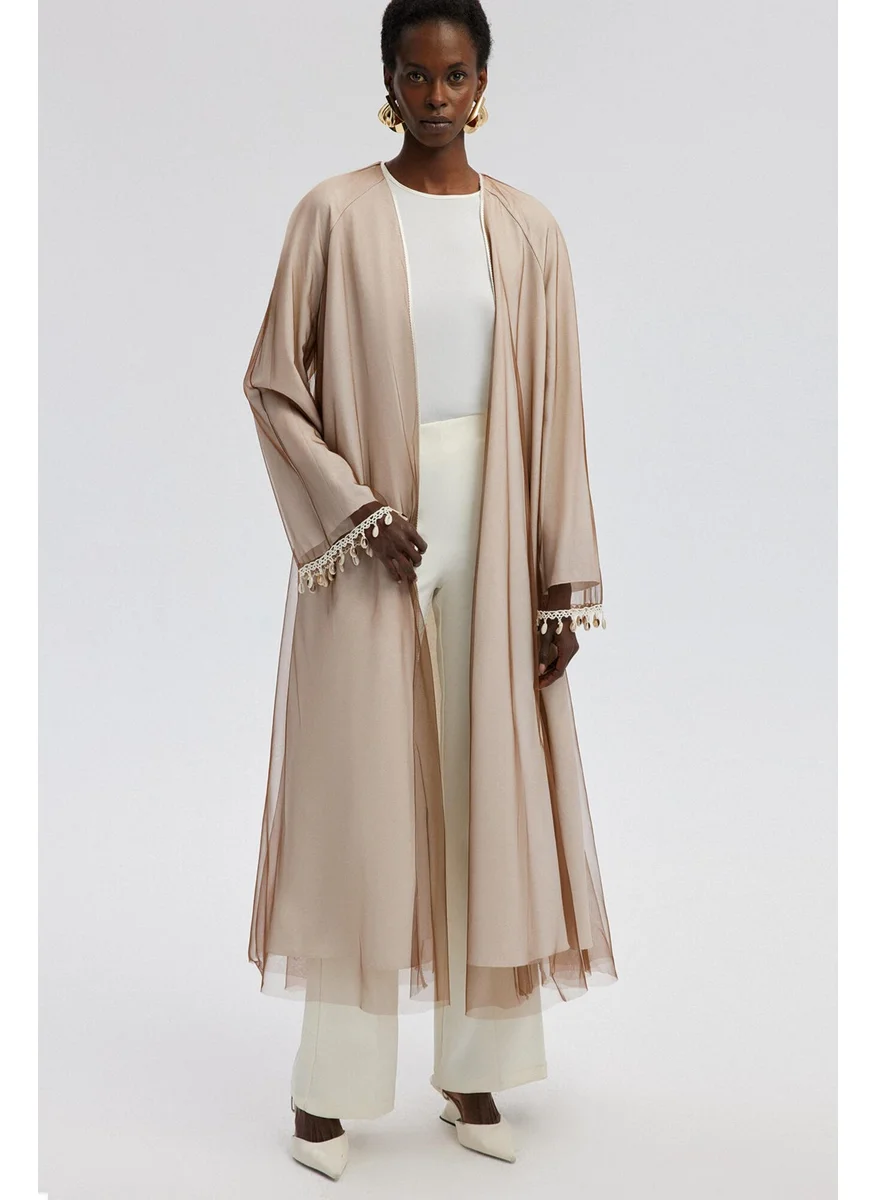 Touche Tulle Detailed Linen Kimono