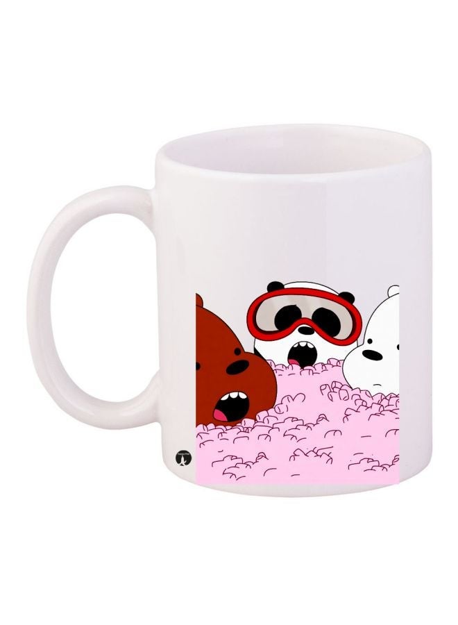 RYN Cartoon Character Printed Coffee Mug White/Pink/Brown 11ounce