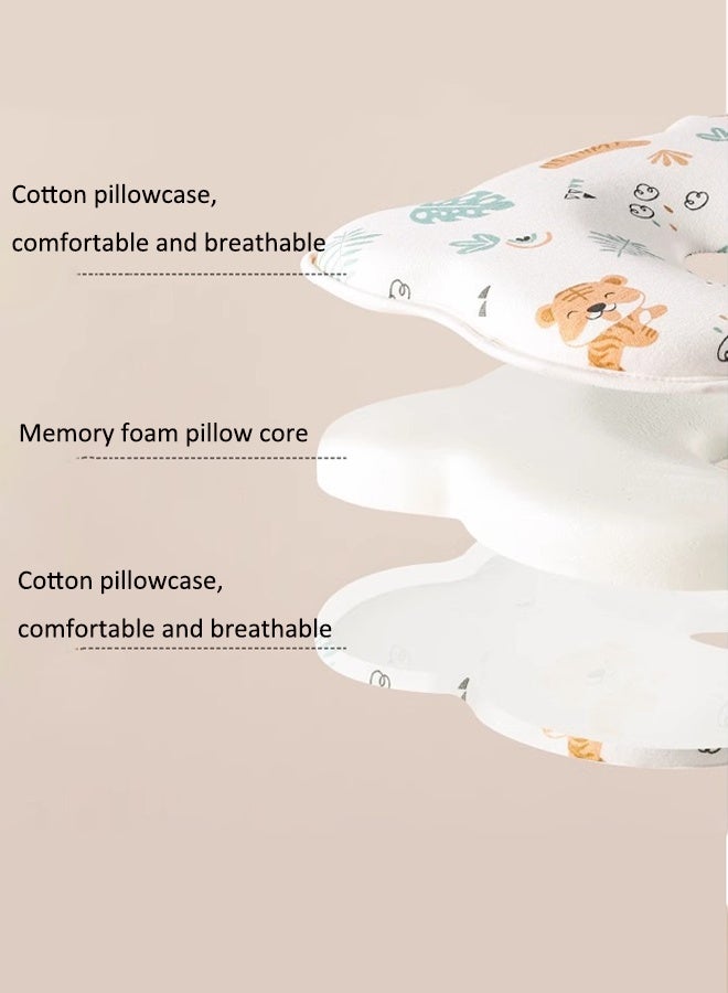 وسادة دعم رقبة الطفل وسادة تشكيل رأس الطفل وسادة إسفنجية للذاكرة منع وتصحيح إمالة الرأس وسادة الطفل مناسب للمواليد الجدد - Image 3