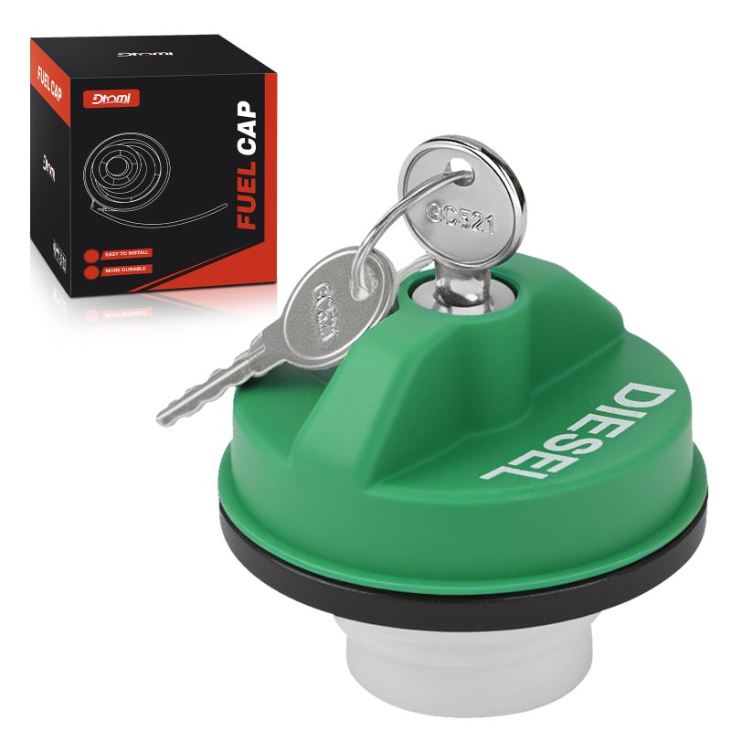 Dtomi Locking Fuel Gas Cap Compatible with Chevy Dodge Ford GMC Vehicle Silverado Express C3500 K3500 Ram 3500 W350 D350 F250 E350 Sierra Savana Fuel Cap Diesel Truck fuel tank Replaces 10591D 31778D - Image 2