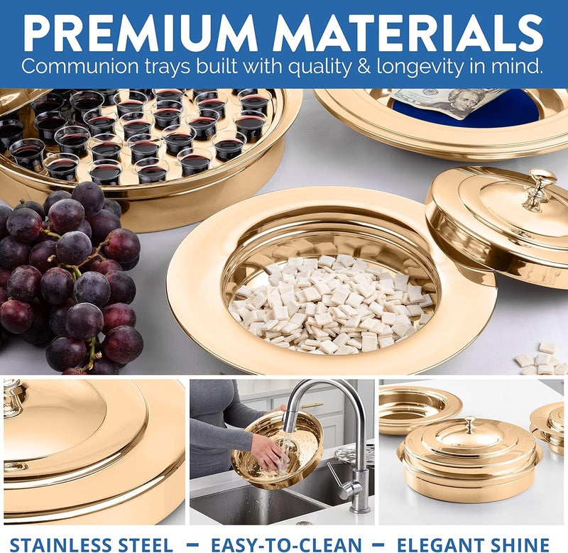 Steadfast Selections Premium Gold Stainless Steel Offering Trays for Church Collections - Image 4