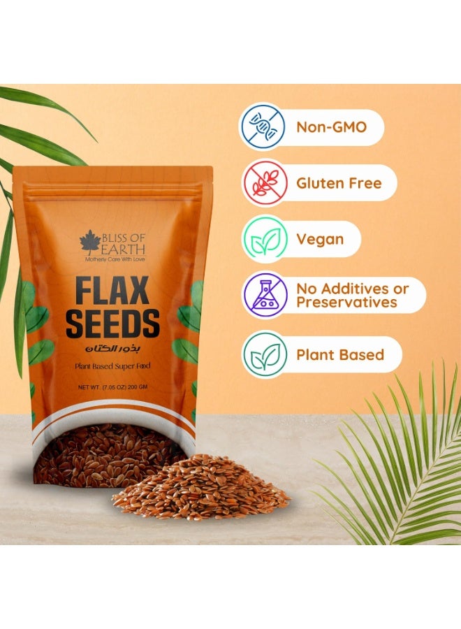 Bliss of Earth Flax Seeds Pack of 3x200g | High Fiber & Omega 3 Seeds with Plant Protein | For Eating, Smoothies, Oats, Yogurt, Baking & Daily Use - Image 4