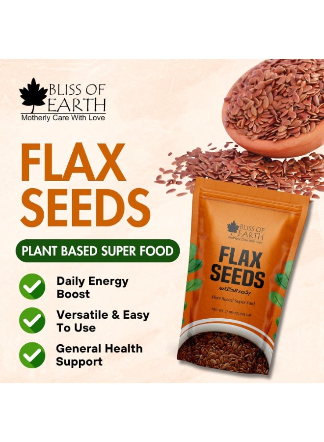 Bliss of Earth Flax Seeds Pack of 3x200g | High Fiber & Omega 3 Seeds with Plant Protein | For Eating, Smoothies, Oats, Yogurt, Baking & Daily Use - Image 3