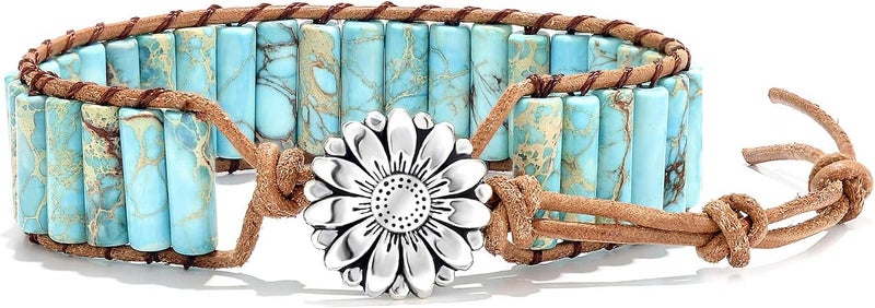 sedmart 7 Chakra Bracelets for Women with Real Stones Leather Wrap Healing Bead Bracelet Women Men Boho Friendship Jewelry - Image 1