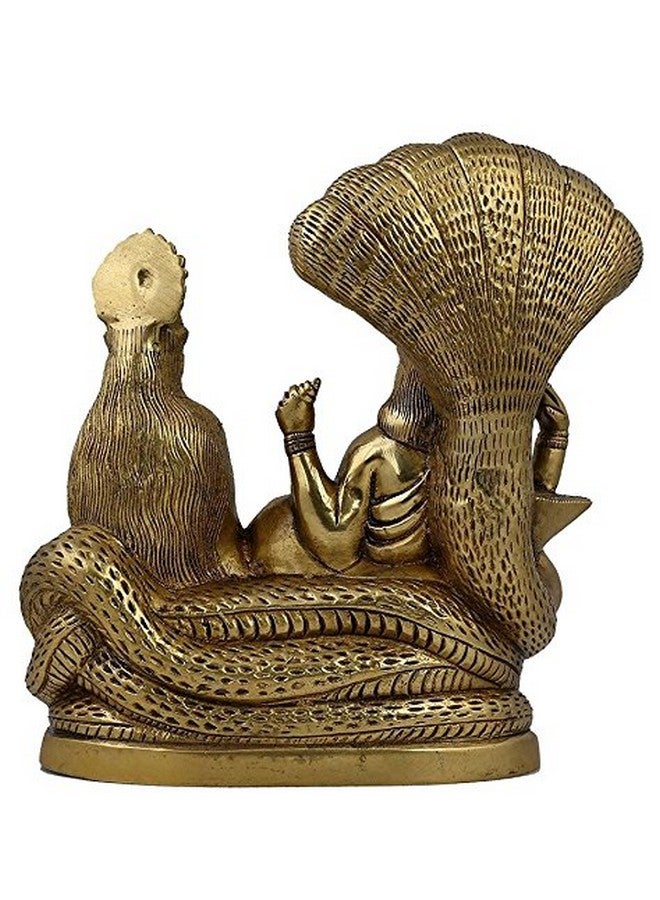 Artvarko Lakshmi Vishnu Brass Idol God Goddess Statues Religious Deity Laxmi Vishnu Resting On Sheshnaag - Image 2