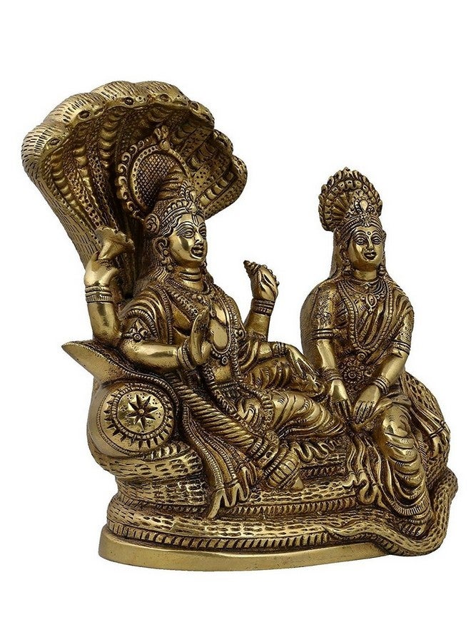 Artvarko Lakshmi Vishnu Brass Idol God Goddess Statues Religious Deity Laxmi Vishnu Resting On Sheshnaag - Image 3