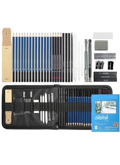 Corslet 39 Pack Graphite Drawing Pencils and Sketch Set Professional Art Drawing Kit with Bag Supplies Includes Charcoal Pencils Graphite Pencils Sticks Sharpeners Erasers and Paper Pad Notebook