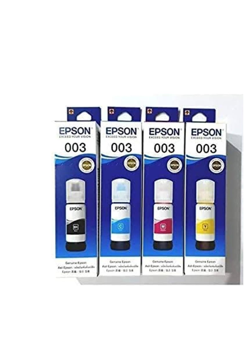 003 Ink 65ml Black, Cyan, Magenta, Yellow for (L3110, L3150) Tri-Color Ink Bottle (Pack of 4) - Image 2