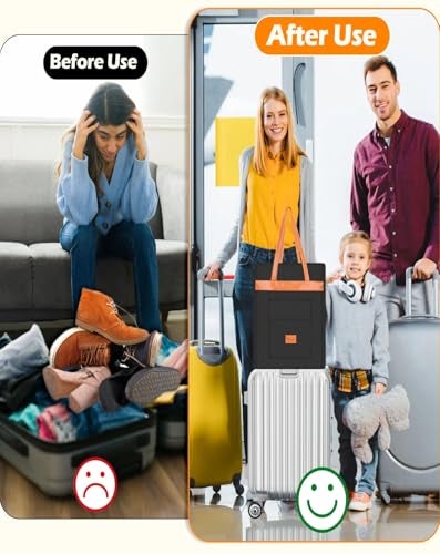 Yotako Shoe Bag for Travel with Leathers HandlePortable Shoe Organizer with Pockets3 in 1 Hanging Luggage Shoe Storage BagTravel Shoe Bag for Women Men Fit 6 PCS ShoesBlack - Image 3