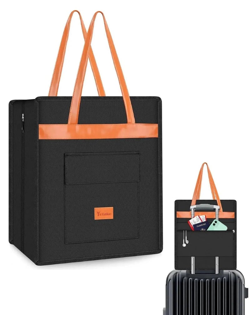 Yotako Shoe Bag for Travel with Leathers HandlePortable Shoe Organizer with Pockets3 in 1 Hanging Luggage Shoe Storage BagTravel Shoe Bag for Women Men Fit 6 PCS ShoesBlack - Image 2