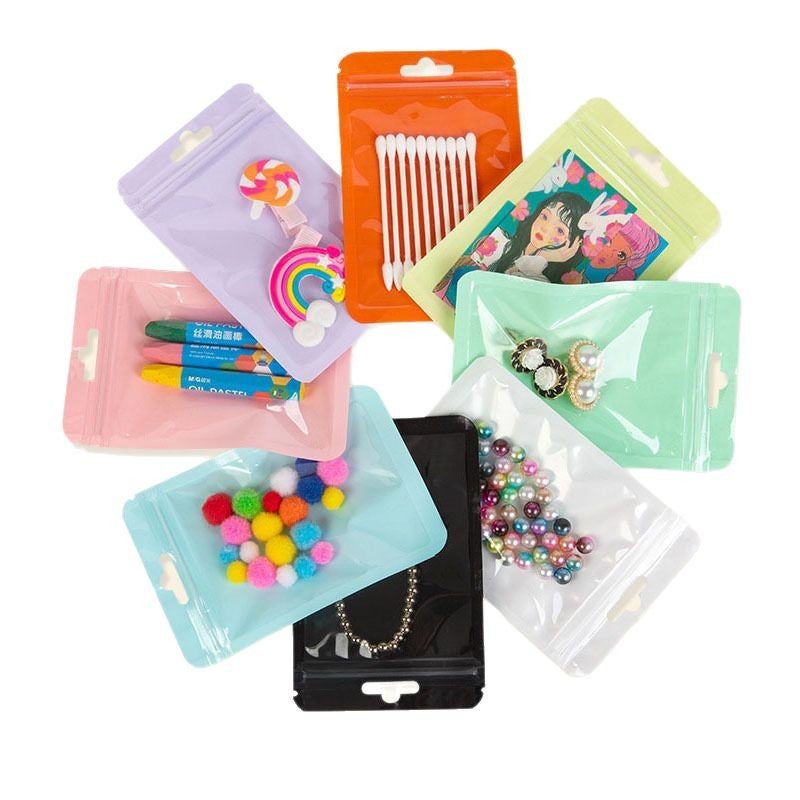 Colorful Transparent Ziplock Bag Macaron Packaging Bag Trinkets Eyelashes Cosmetics Packaging Bag Self-Sealing - Image 5