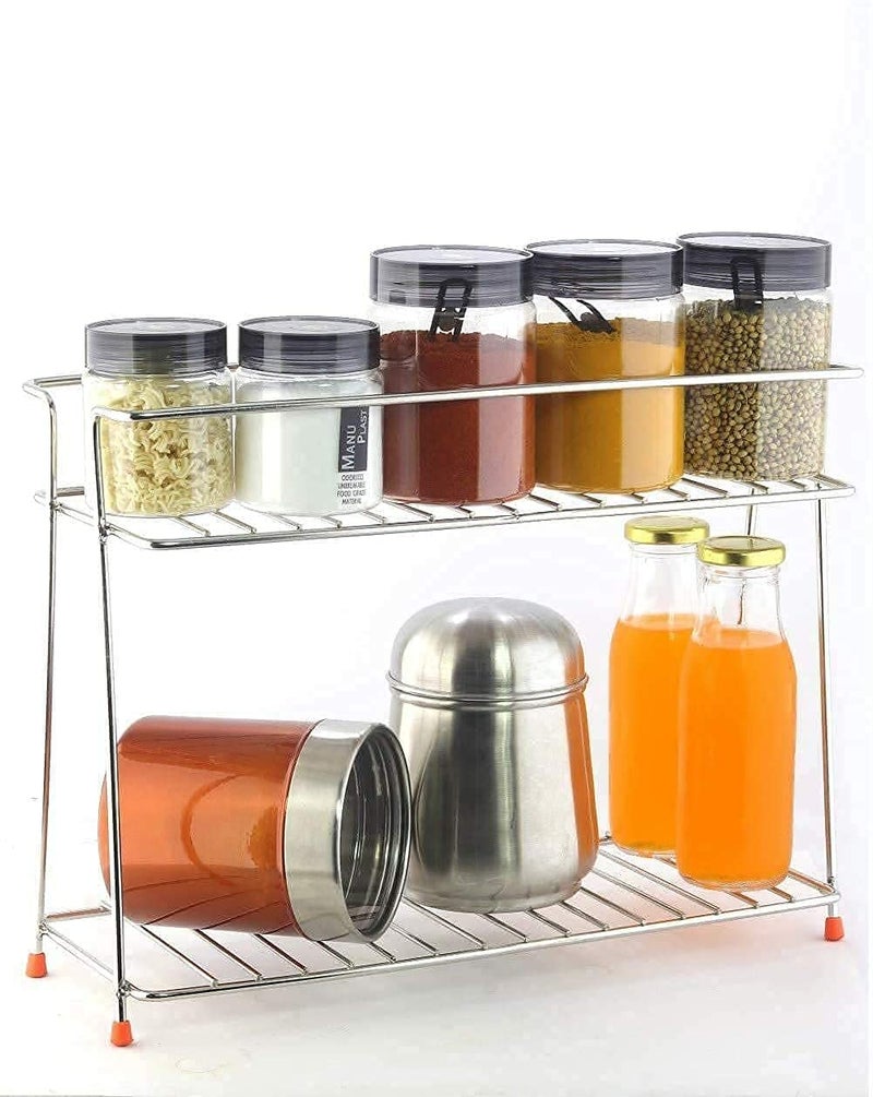 CR18 COLLECTION Stainless Steel 2-Layer Corner Storage Rack - Kitchen Organizer for Efficient Counter Space Utilization - Image 2