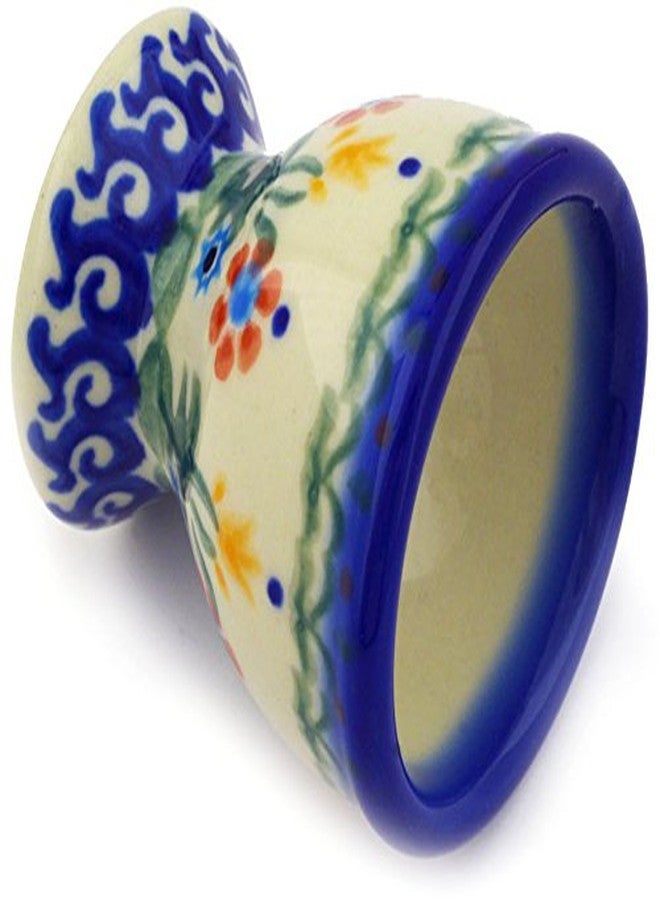 Polmedia Polish Pottery Egg Holder - Spring Flowers Pattern Handmade in Boleslawiec Poland by Ceramika Bona + Certificate of Authenticity - Image 3