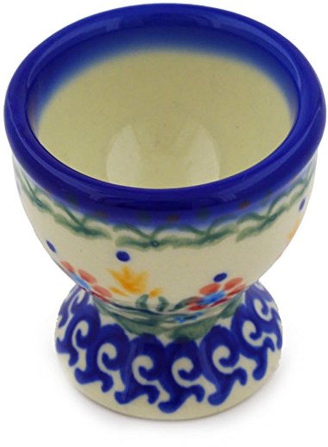Polmedia Polish Pottery Egg Holder - Spring Flowers Pattern Handmade in Boleslawiec Poland by Ceramika Bona + Certificate of Authenticity - Image 2