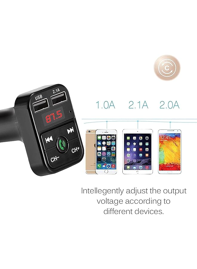 SYOSI Bluetooth, Car Bluetooth, Transmitterfm Transmitter Wireless Bluetooth, Compatible Handsfree Mp3 Audio Music Player, Dual Usb Radio Modulator Car Kit, 2.1A Charger (Black) - Image 2