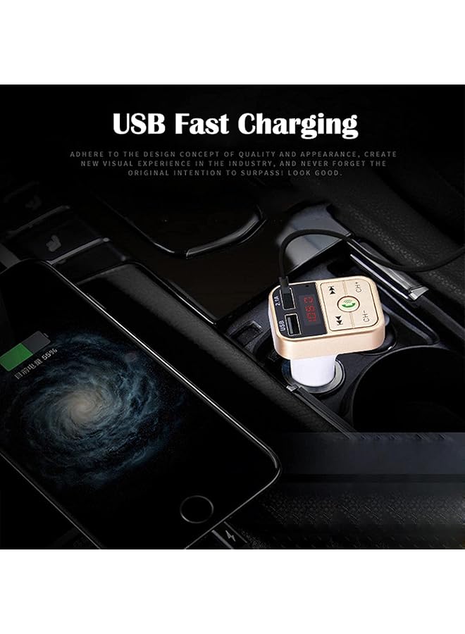 SYOSI Bluetooth, Car Bluetooth, Transmitterfm Transmitter Wireless Bluetooth, Compatible Handsfree Mp3 Audio Music Player, Dual Usb Radio Modulator Car Kit, 2.1A Charger (Black) - Image 5