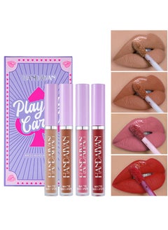 Handaiyan Lipstick Set Matte Liquid 4 Colors Long Lasting Waterproof for Women Highly Pigment Velvety Nude Super Stay Soft Hydrating & Lightweight Professional Moisturizing Makeup Lips Gift  - Image 1