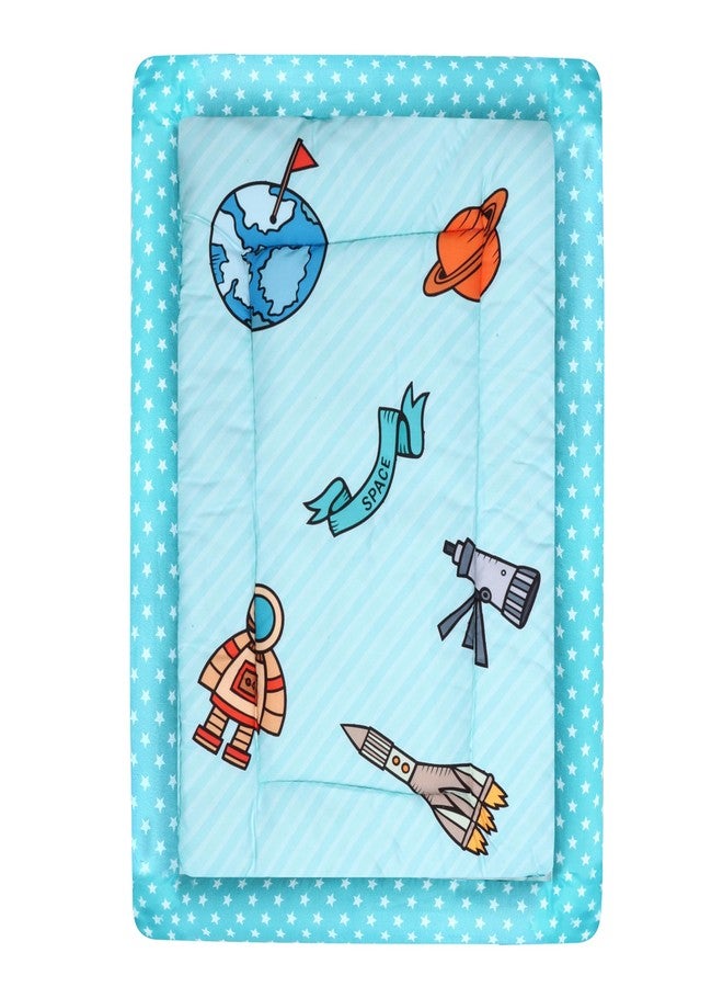 LOREM Blue 3 Pillows & Rectangle Shape Space Theme Cotton Baby Bed for 0-1 Year BB109 - Image 5