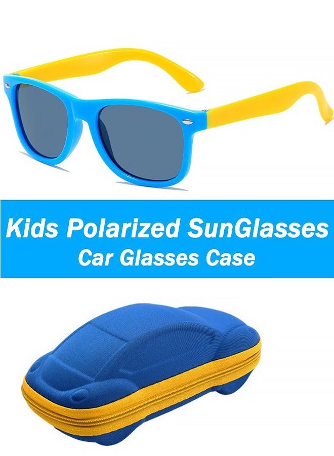 Children's Polarized Sunglasses  Age 2 to10 TPEE Rubber Flexible Frame for Boys Girls with Car Glasses Case 100% UV Protection for Beach Trips Park Playdates Family Hikes Stroller Rides Daily Outdoor Activities - Image 1