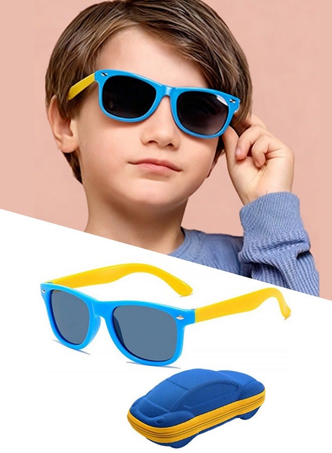 Children's Polarized Sunglasses  Age 2 to10 TPEE Rubber Flexible Frame for Boys Girls with Car Glasses Case 100% UV Protection for Beach Trips Park Playdates Family Hikes Stroller Rides Daily Outdoor Activities - Image 1