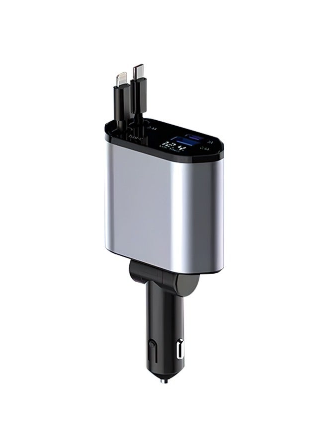 4-in-1 Mini Car Glass Charger, Retractable Fast Charging for 4 Devices, Compatible with Mobile Phones, Earphones, and Tablets - Image 1