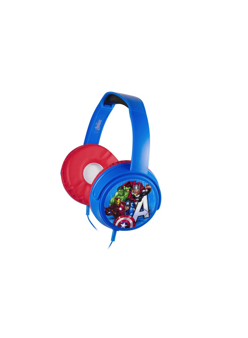 Volkano Marvels Avengers Wired Over-Ear Headphones with Removable Microphone and 5 Stickers – Adjustable Ergonomic Headband with Padded Earcups, 3.5 mm Aux Audio Jack, Safe Listening at 85dB, Perfect for Zoom, Teams, and Social Platforms - Image 1