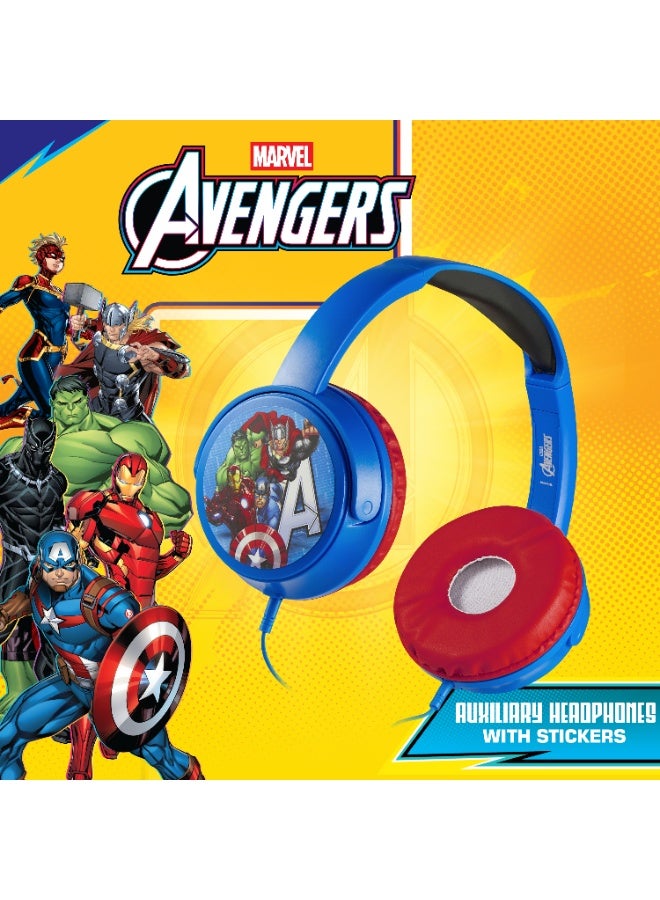 Volkano Marvels Avengers Wired Over-Ear Headphones with Removable Microphone and 5 Stickers – Adjustable Ergonomic Headband with Padded Earcups, 3.5 mm Aux Audio Jack, Safe Listening at 85dB, Perfect for Zoom, Teams, and Social Platforms - Image 2
