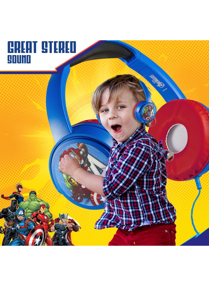 Volkano Marvels Avengers Wired Over-Ear Headphones with Removable Microphone and 5 Stickers – Adjustable Ergonomic Headband with Padded Earcups, 3.5 mm Aux Audio Jack, Safe Listening at 85dB, Perfect for Zoom, Teams, and Social Platforms - Image 3