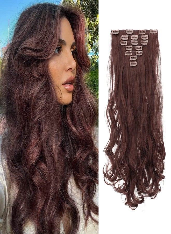 FESHFEN Clip in Hair Extensions 7 PCS Full Head 20 inch Curly Wave Synthetic Clip Hair Piece Wavy Hairpiece for Women Girls - Image 1