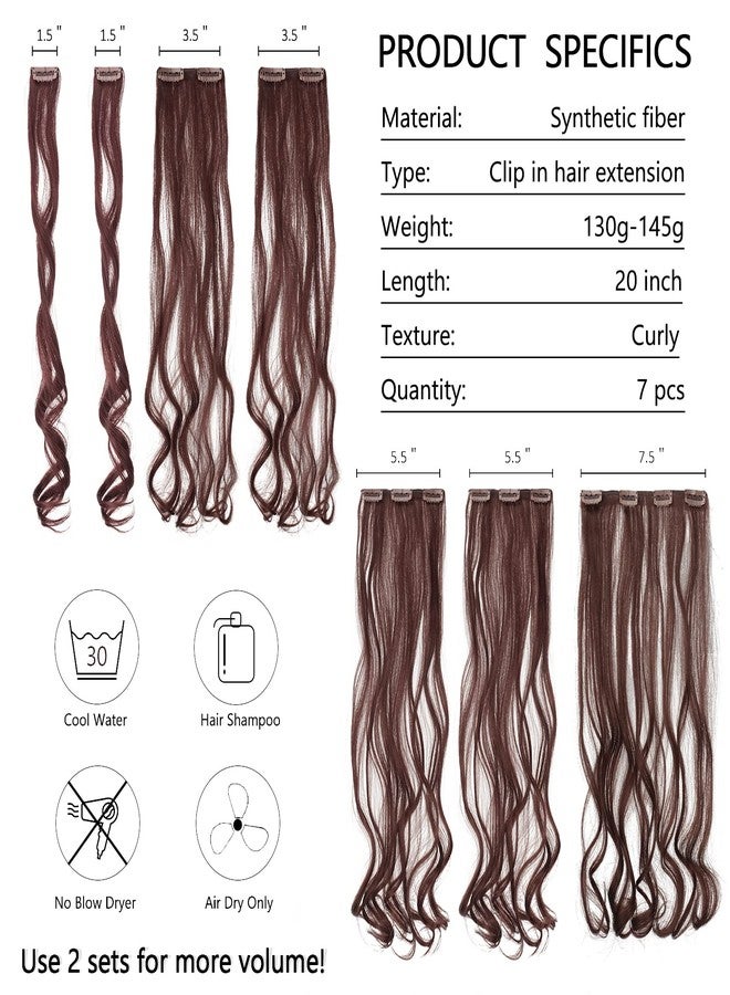 FESHFEN Clip in Hair Extensions 7 PCS Full Head 20 inch Curly Wave Synthetic Clip Hair Piece Wavy Hairpiece for Women Girls - Image 5