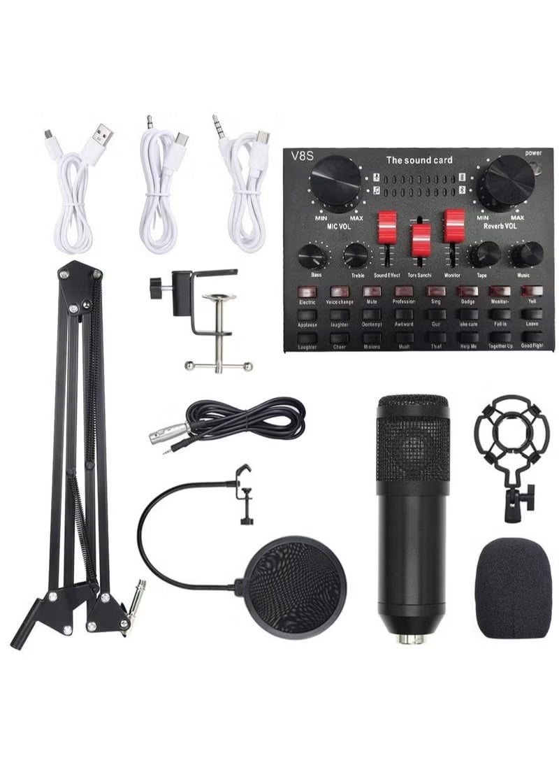 Lixada Multi-functional Live Sound Card BM800 Microphone Set Audio Recording Equipments (Black) - Image 1