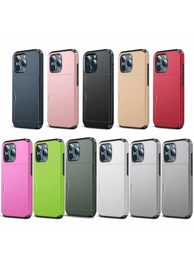 Generic - Suitable For Iphone14promax Phone Case For Iphone 14 Slide Card 6.7 Inch 2-in -1 Card Case Protective Cover-Color:Navy Blue-Applicable Models:For Iphone 12/12pro - Image 1