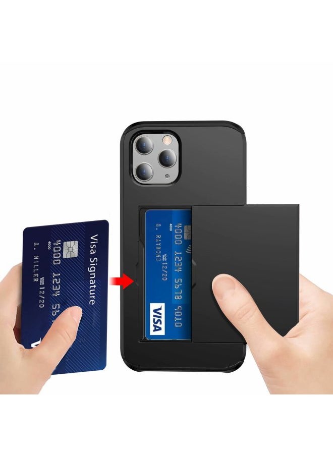 Generic - Suitable For Iphone14promax Phone Case For Iphone 14 Slide Card 6.7 Inch 2-in -1 Card Case Protective Cover-Color:Navy Blue-Applicable Models:For Iphone 12/12pro - Image 1