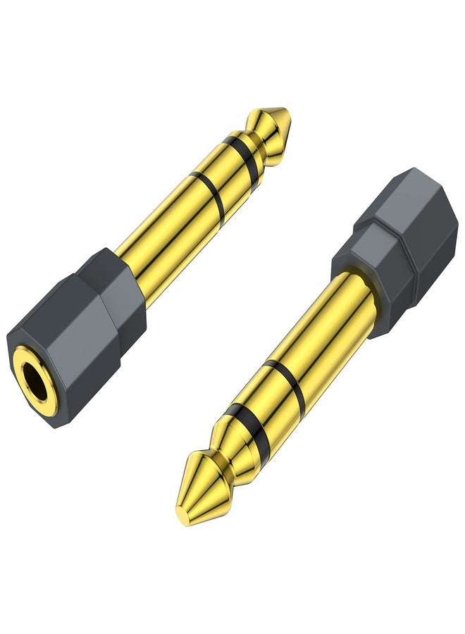 QianLink 2 Pack 6.35mm 1/4 Male to 3.5mm 1/8 Female Stereo Headphone Adapter Audio Jack Plug Gold Plated for Speaker Headphone Guitar Digital Piano Amp Adapte (Grey) - Image 1