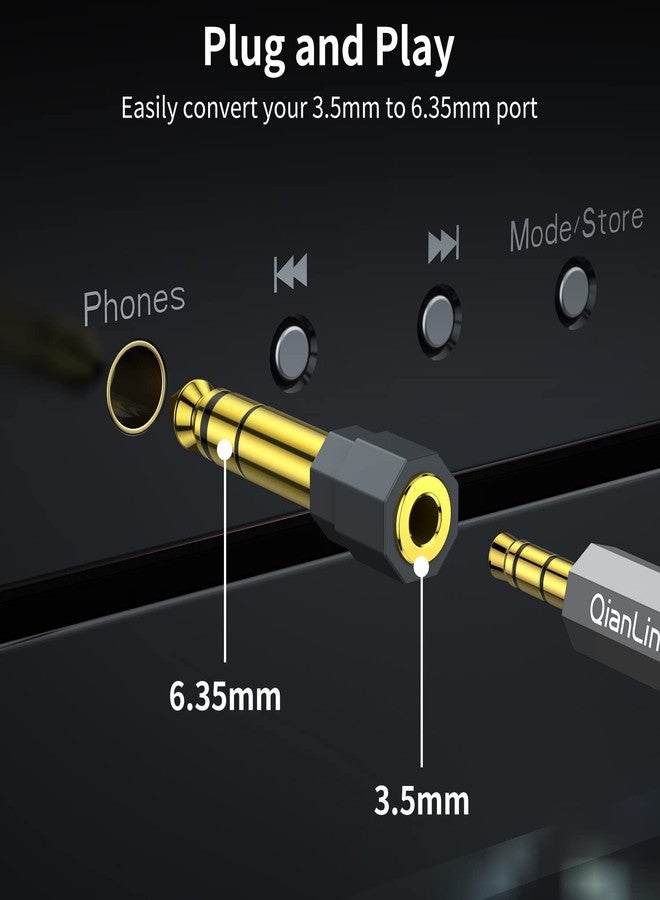 QianLink 2 Pack 6.35mm 1/4 Male to 3.5mm 1/8 Female Stereo Headphone Adapter Audio Jack Plug Gold Plated for Speaker Headphone Guitar Digital Piano Amp Adapte (Grey) - Image 2