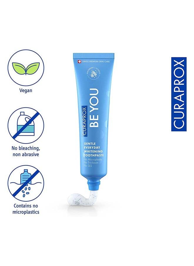 CURAPROX معجون أسنان بي يو بلاك بيري + عرق السوس من كورابروكس أزرق 60 مل - معجون أسنان لطيف للتبييض اليومي - خالٍ من كبريتات الصوديوم الصوديوم والبلاستيك الدقيق والتريكلوسان ومعجون أسنان بالفلورايد  - Image 2