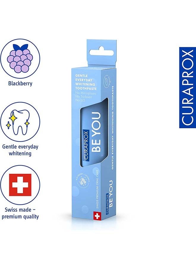 CURAPROX معجون أسنان بي يو بلاك بيري + عرق السوس من كورابروكس أزرق 60 مل - معجون أسنان لطيف للتبييض اليومي - خالٍ من كبريتات الصوديوم الصوديوم والبلاستيك الدقيق والتريكلوسان ومعجون أسنان بالفلورايد  - Image 3